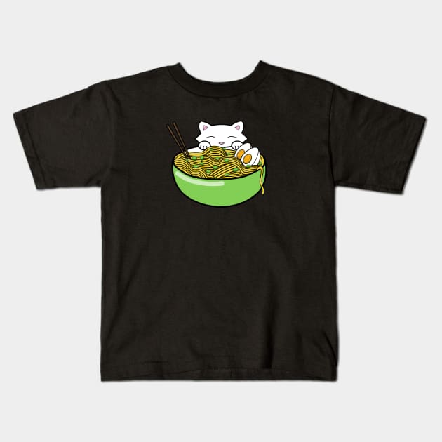 Ramen noodle soup in a green bowl Kids T-Shirt by Purrfect